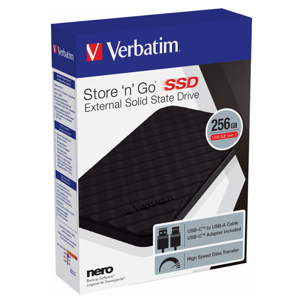 256GB Verbatim Store'n'Go mini, Externí SSD, USB 3.2 Gen 1, 53249, černý