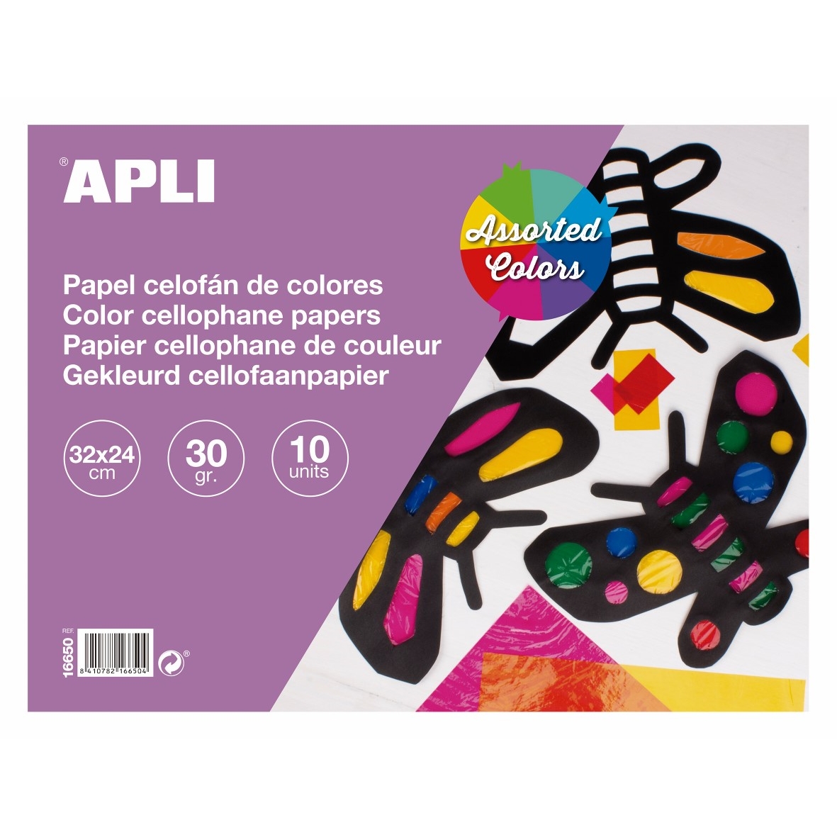 Průhledná fólie celofánová Apli, 10 listů, mix barev