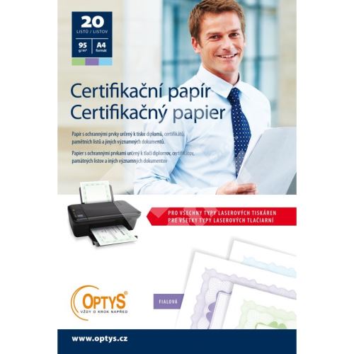 Certifikační papír A4, 20 listů, fialový, OP1575 1