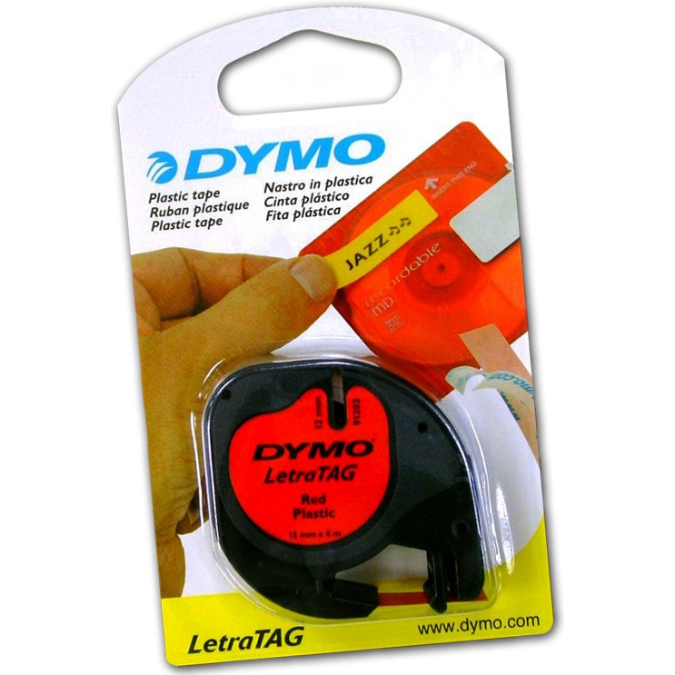 Páska Dymo LetraTag 12mm x 4m plastová červená, 59424, S0721580
