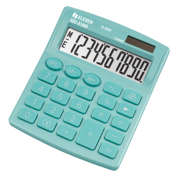 Kalkulačka Eleven SDC-810NRGNE, tyrkysová, stolní, desetimístná, duální napájení