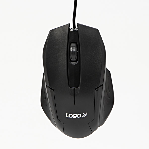 Myš Logo Shape, 800DPI, optická, 3tl., drátová USB, černá