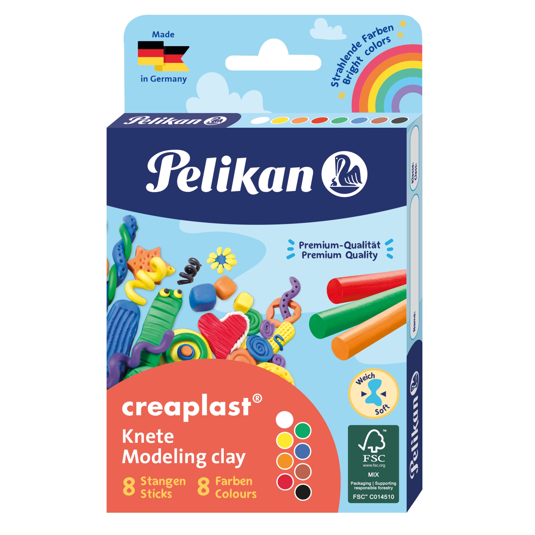 Plastelína Pelikan Creaplast, 8 barev