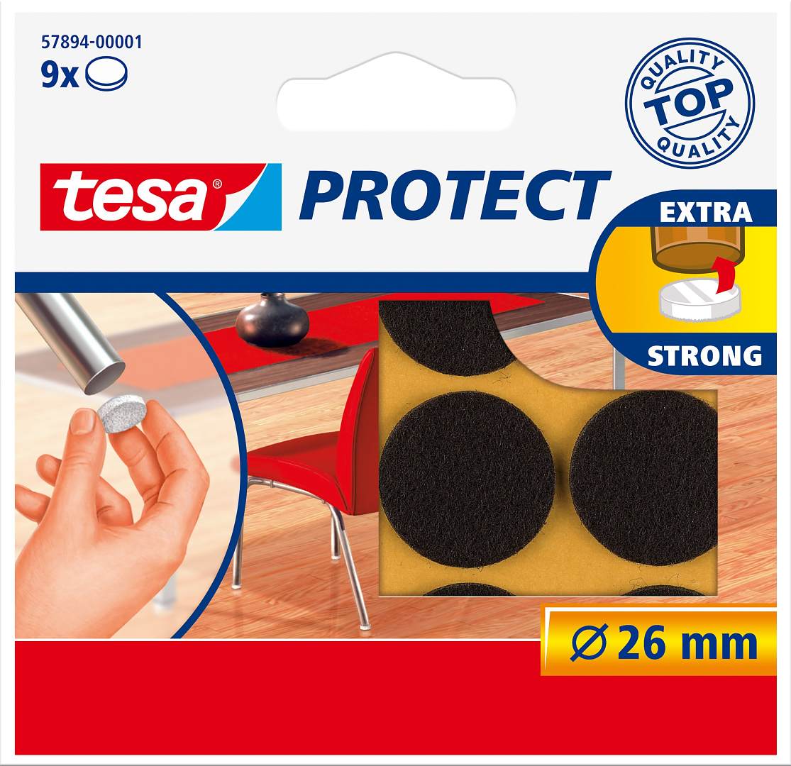 Plstěné samolepicí podložky Tesa Protect, 26 mm, hnědá
