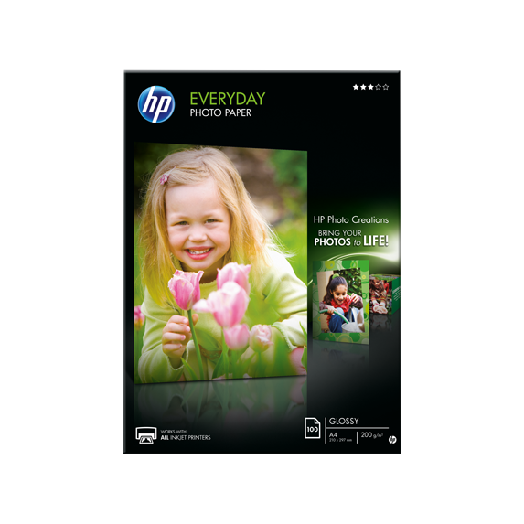 HP Everyday glossy Photo Paper, Q2510A, pololesklý, bílý, A4, 210x297mm, 200g/m2