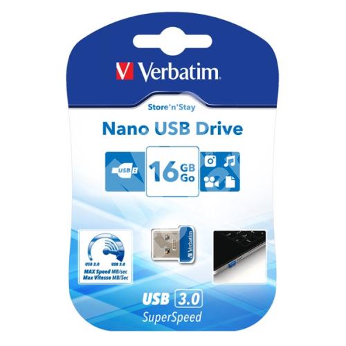 Verbatim Nano Store n Stay 16GB, USB flash disk 3.0, 98709, modrá 1