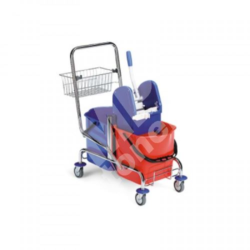 Úklidový vozík Filmop 2x25l, chrom, ždímač, košík 1