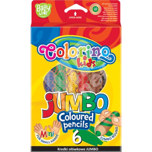 Colorino Jumbo pastelky kulaté, s ořezávátkem, 6 barev 2
