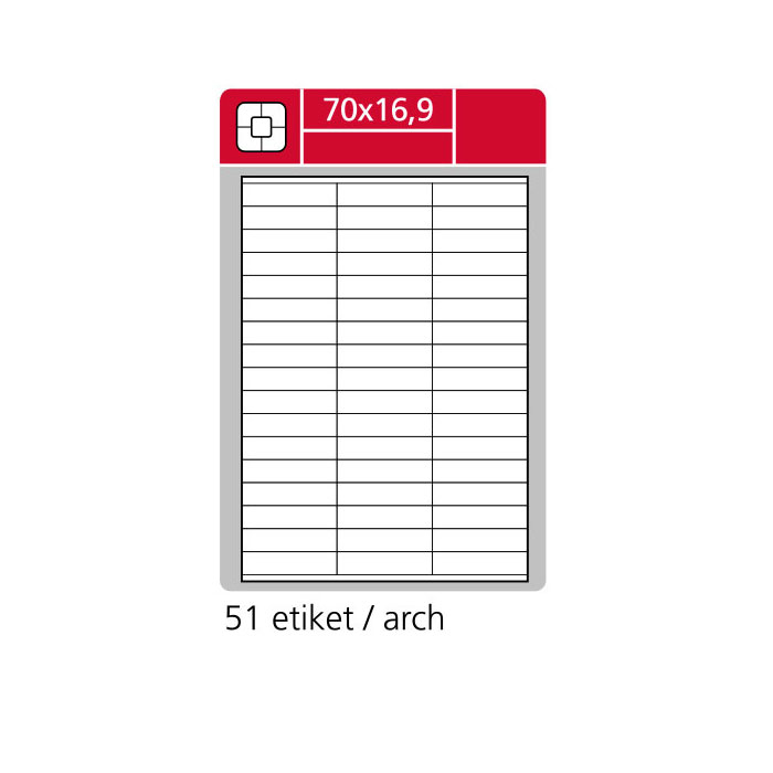 Samolepící etikety A4 SK LABEL 70 x 16,9 mm, 100 archů