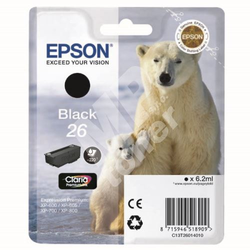 Cartridge Epson C13T26014012, black, 26, originál 1
