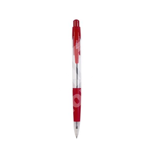 Spoko kuličkové pero S0112, průhledné, červená náplň, červené 1