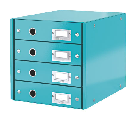 Zásuvkový archivační box Leitz Click-N-Store, 4 zásuvky, ledově modrý