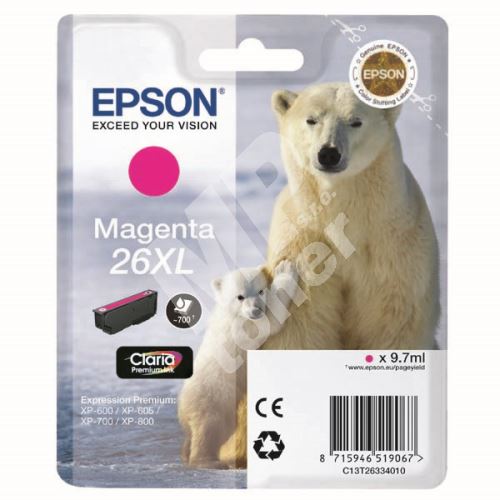 Cartridge Epson C13T26334012, magenta, 26XL, originál 1
