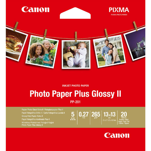 Papír foto Canon Photo Paper Plus Glossy II, lesklý, bílý, 13x13cm, 265 g/m2, 20 ks