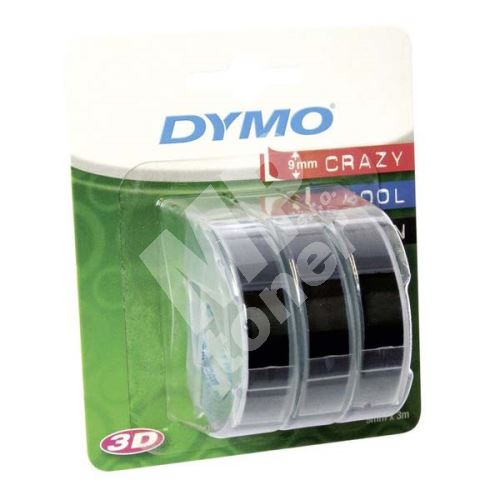 Páska Dymo 9mm x 3m černý podklad, 3D, 1 blistr/3 ks, S0847730 1