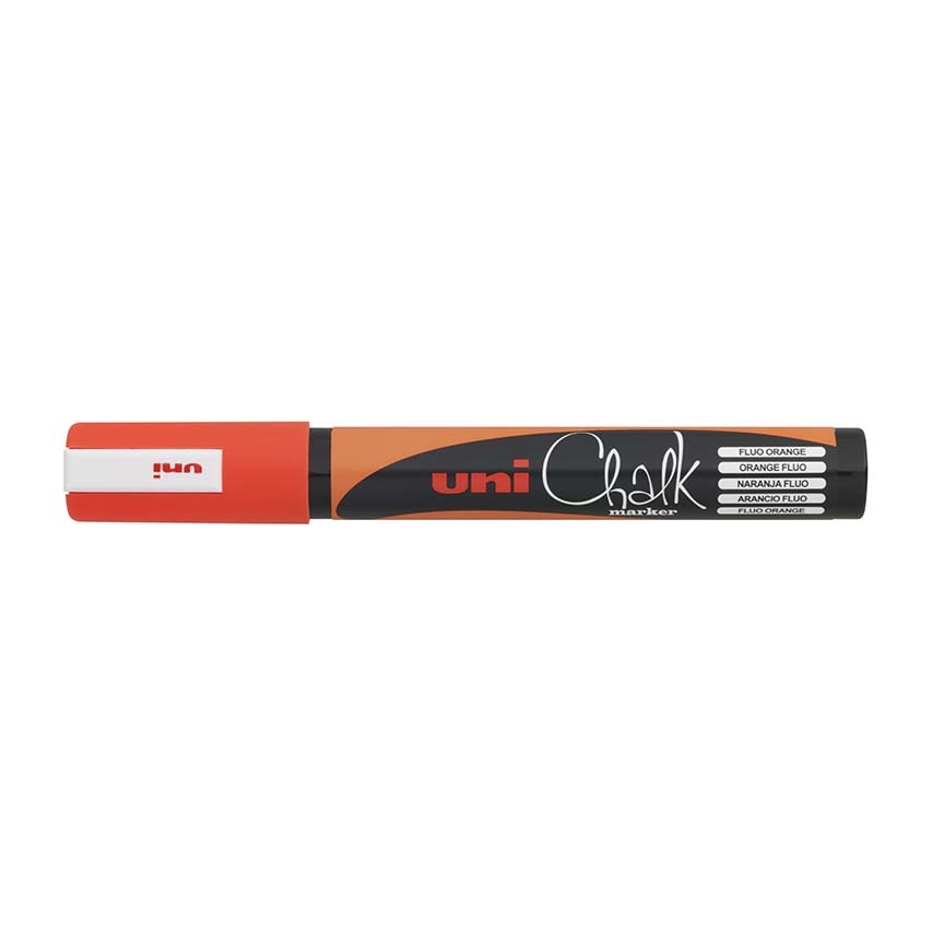 Křídový popisovač Uni Chalk Marker PWE-5M, 1,8-2,5 mm, fluo-oranžový