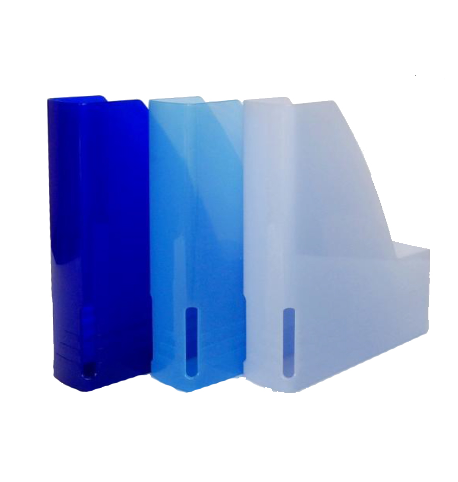 Plastový box A4 6cm - magazín box, poloprůhledný matně světle modrý