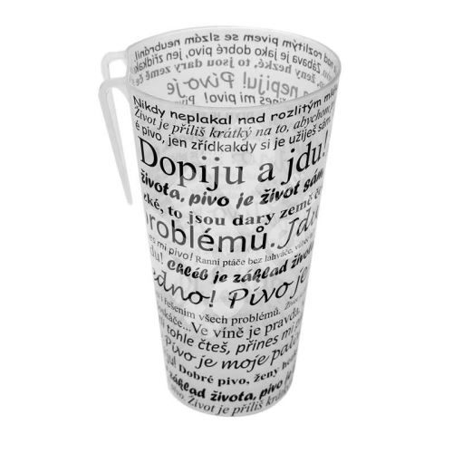 Kelímek Vraťák s klipem 500 ml, PP, transparentní, potisk Citáty 1