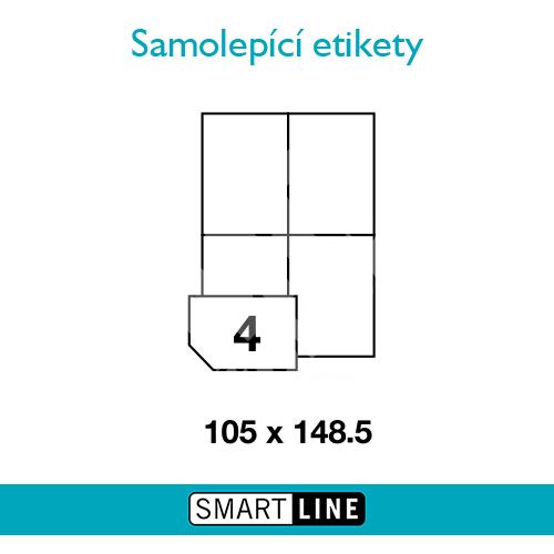 Samolepící bílé etikety Smart Line A4 105 x 148,5 mm 100 archů 1