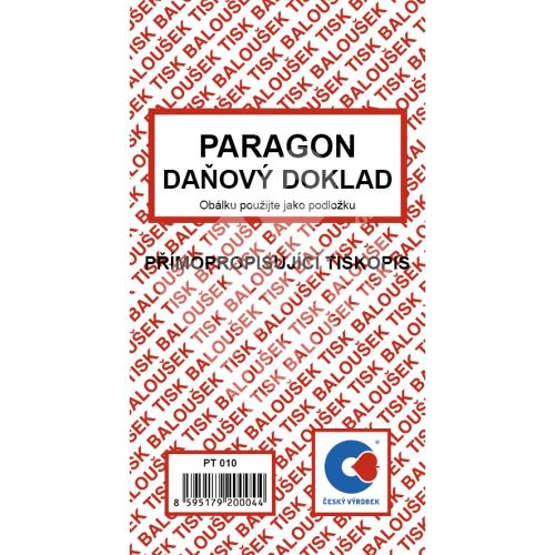 Paragon daňový doklad samopropis A6 PT-010 / 50 listů jeden blok 1
