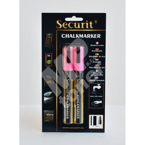 Střední křídový popisovač Securit, šířka hrotu 2-6 mm 2 kusy, růžový 1