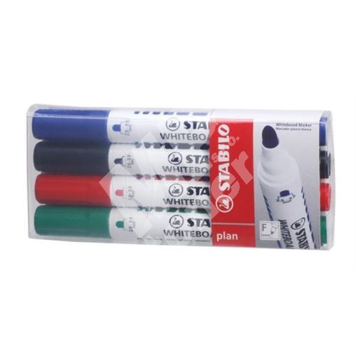 Popisovač na bílou tabuli Plan, mix barev, 2,5-3,5mm, kuželový hrot, STABILO 1