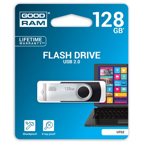 128GB Goodram UTS2, USB flash disk 2.0, černá
