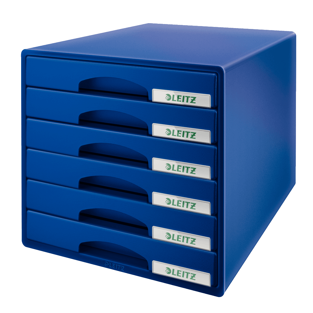 Zásuvkový box Leitz Plus, modrý, 6 zásuvek