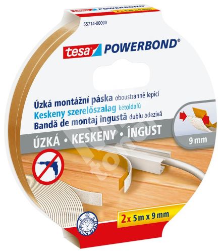 Montážní páska Powerbond, úzká, 2 x 9 mm x 5 m, Tesa 3