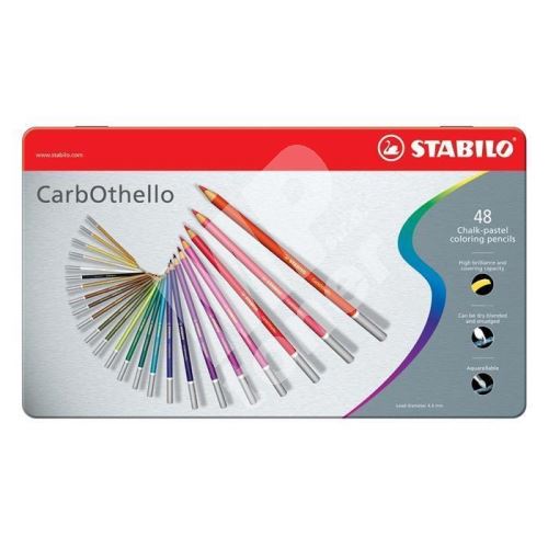 Křídové pastelové barevné pastelky STABILO CarbOthello, 48 barev, kovová krabička 1