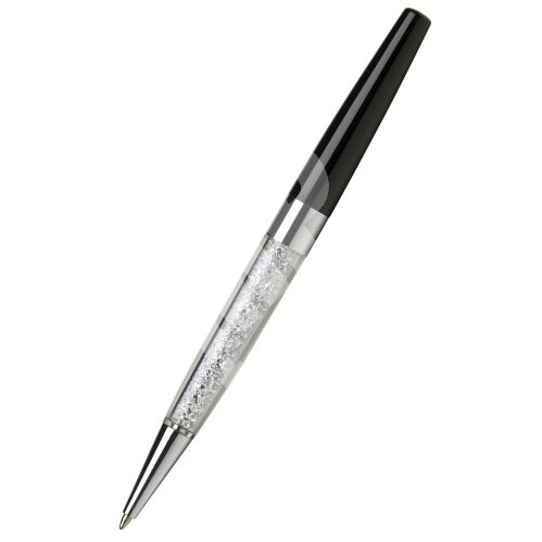 Kuličkové pero Art Crystella, černé s bílými krystaly Swarovski v dolní části 2
